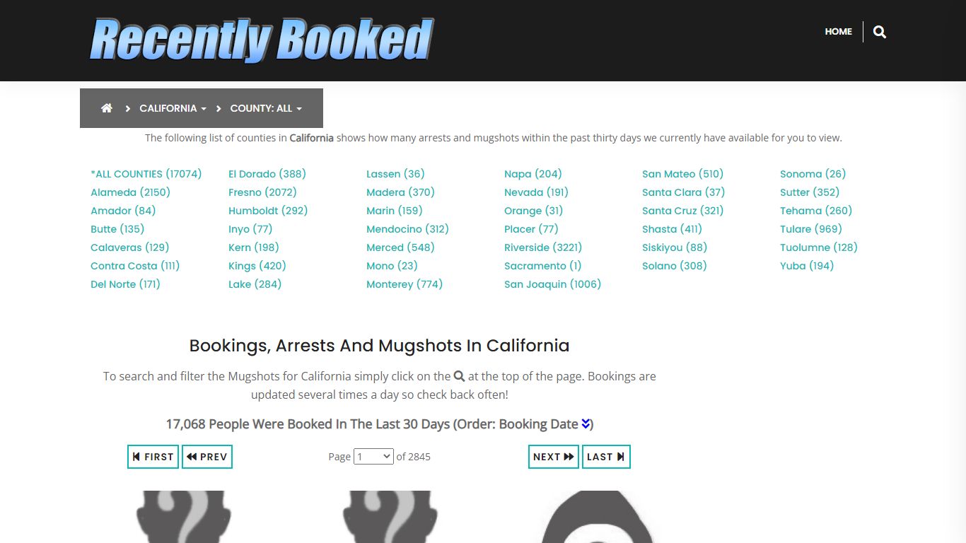 Recent bookings, Arrests, Mugshots in California - Recently Booked